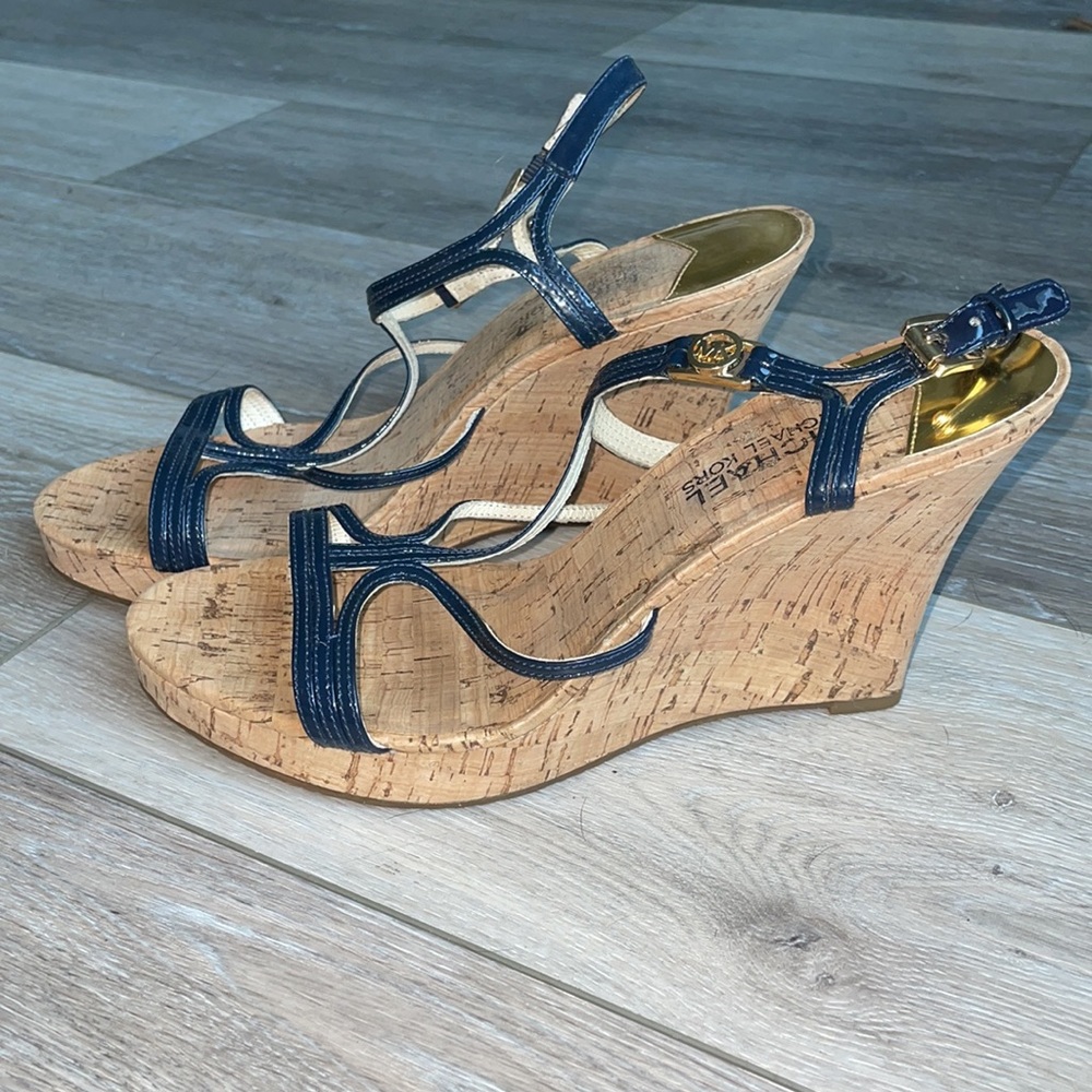 Michael Kors Cicely Wedge Sandals in Navy